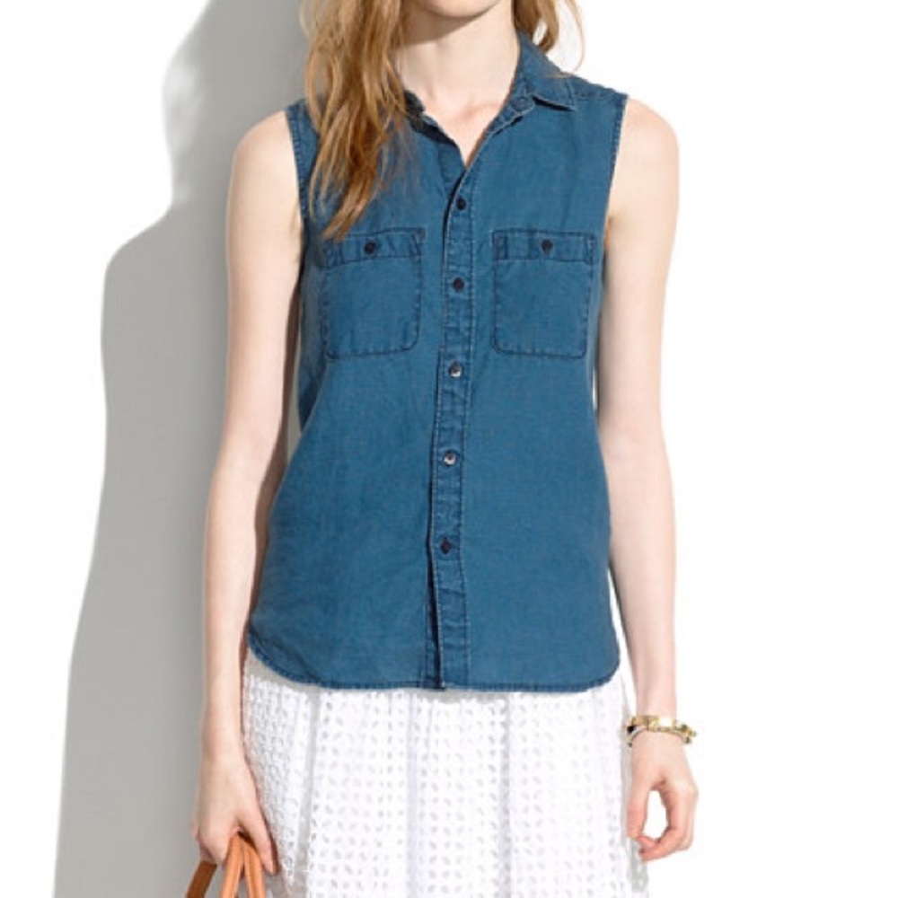 Madewell workbench top in blue frost